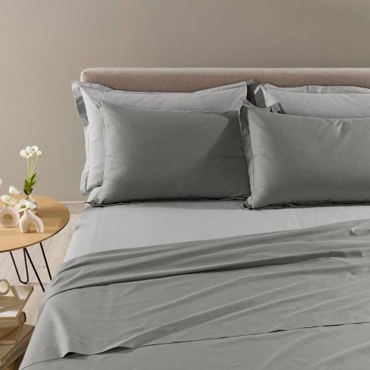 Completo Lenzuola In Cotone Vita Double Matrimoniale Grigio Primanatura