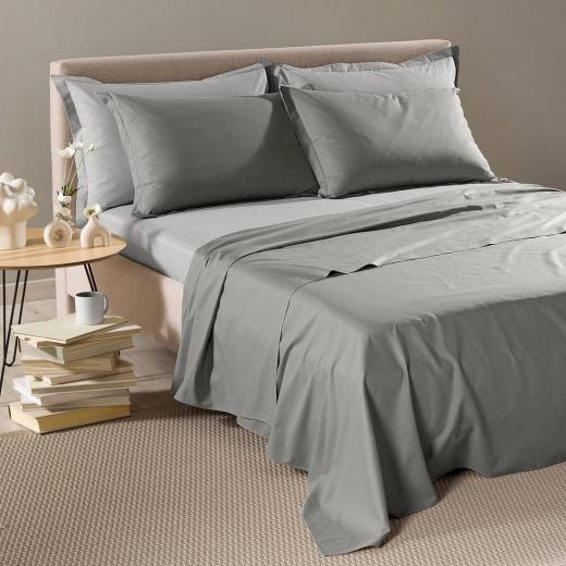 Completo Lenzuola In Cotone Vita Double Matrimoniale Grigio Primanatura