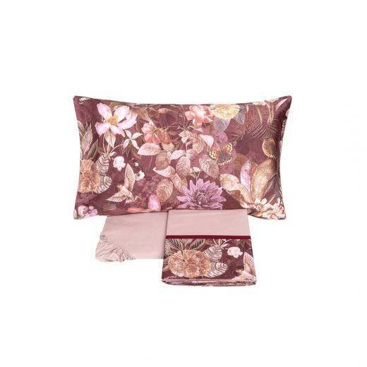 Lenzuola Fazzini Protea Malva Matrimoniale Raso Di Cotone Made in Italy