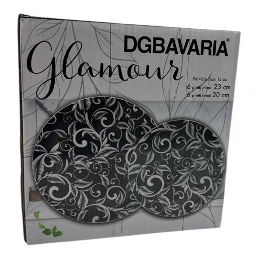 Set Piatti Porcellana 12 Pezzi DGBavaria Glamour Decor Foglie Marrone