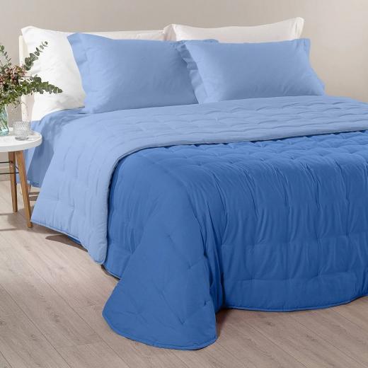Trapunta Caleffi Calduccia Singola In Microfibra Da 200 Grammi Bicolor Blu Celeste