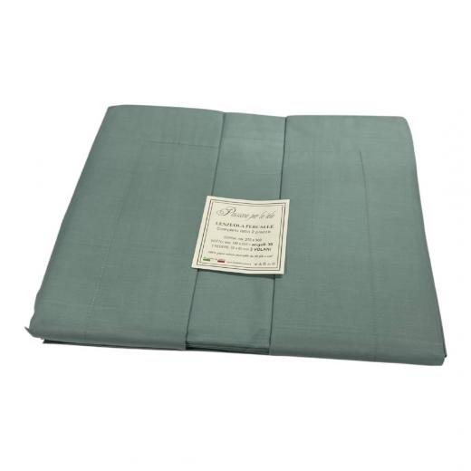 Lenzuola Matrimoniale Percalle Tessier Elite Verde Made In Italia Angoli Cm 30