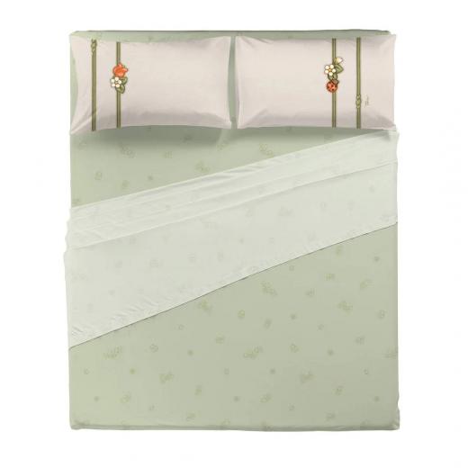 THUN Completo Lenzuola Bloom Green Matrimoniale