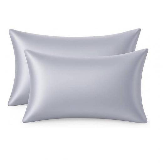 Coppia Federe in Seta di Bamboo CLARA Anticrespo Antirughe Ipoallergeniche Traspiranti Eleganti e Morbide  Made in Italy (GRIGIO)