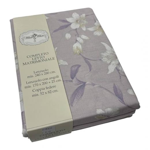 Lenzuola Matrimoniale Lenzuolo Copriletto Novia Sandy Dama Rose Bianche