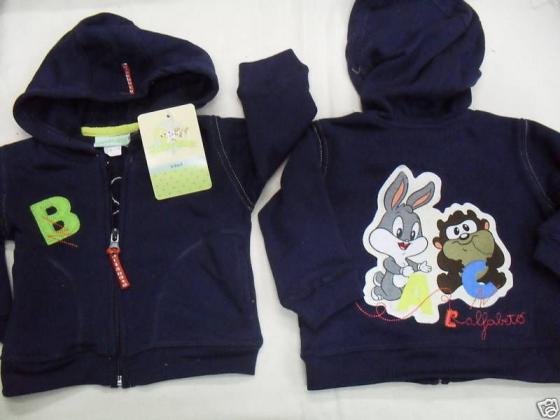 FELPA CARDIGAN LOONEY TUNES CAPPUCCIO BLU TG. L = 3 ANN