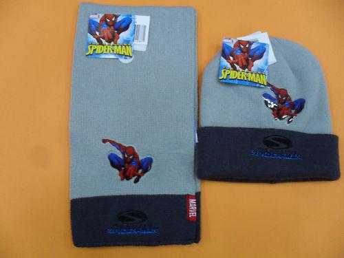CAPPELLO + SCIARPA SPIDERMAN CELESTE GRIGIO