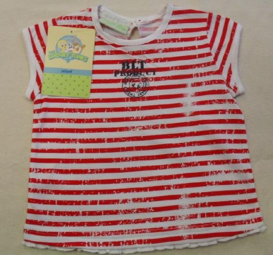 T-Shirt Titty Looney Tunes Neonata Rigata Rossa Mezza Manica
