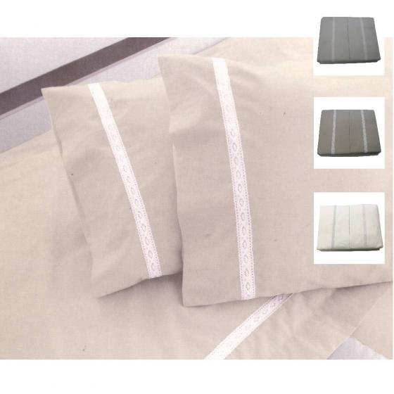 Lenzuola Matrimoniale Novia Cotone Percalle Con Pizzo Samoa