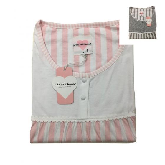 Camicia Notte Canotta Donna Milk and Honey CEC045 Cotone Mezza Manica Calibrata