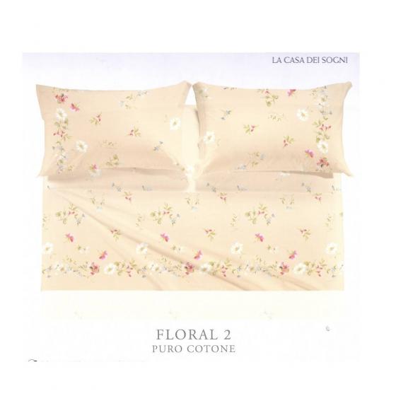 Lenzuola Caleffi Matrimoniale Floral 2 Puro Cotone Completo