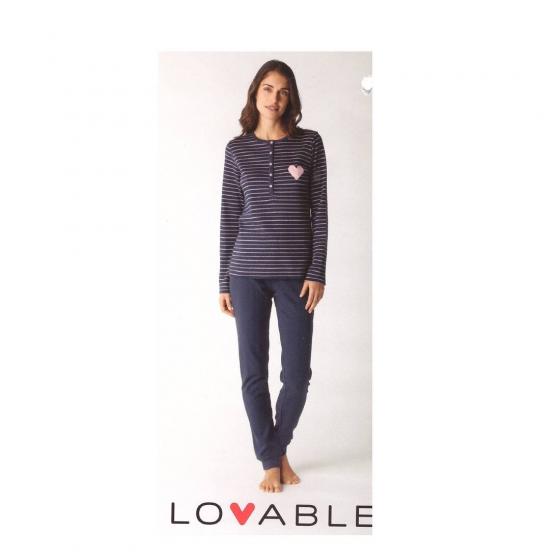 Pigiama Donna Lovable Interlock Caldo Cotone Serafino 09L0BLN