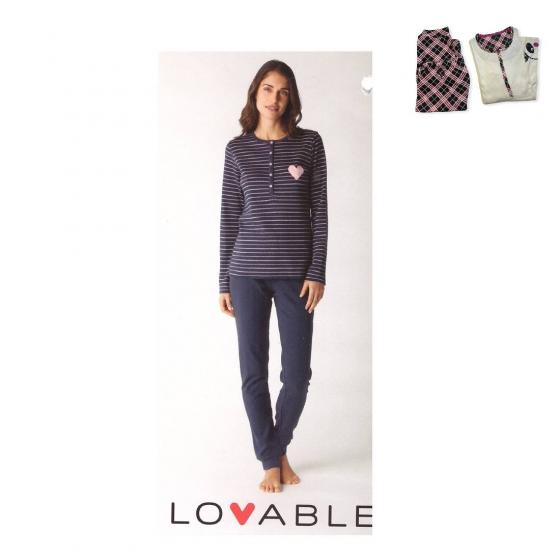 Pigiama Donna Lovable Interlock Caldo Cotone Serafino 09L0BLN