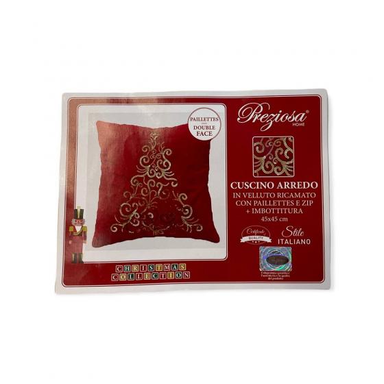 Cuscino Arredo Natalizio In Velluto Con Paillettes 21035