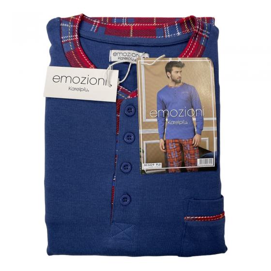 Pigiama Uomo Caldo Cotone Karel 3429 Scozzese