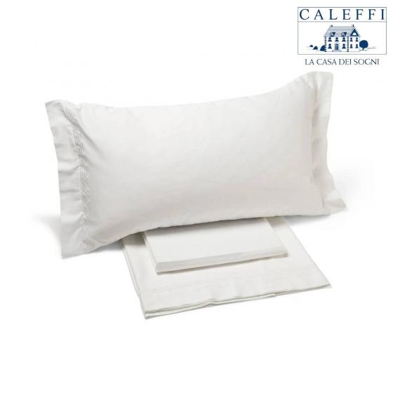 Lenzuola Caleffi Matrimoniale Luxor In Raso Di Cotone Bianco