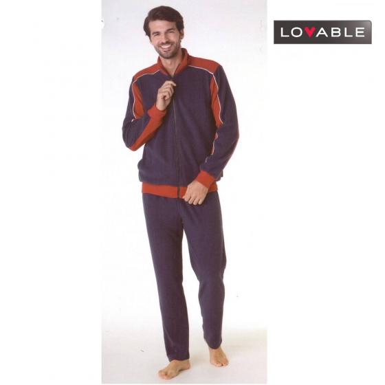 Tuta Uomo Lovable Con Zip in Pile L0CHK Blu Red