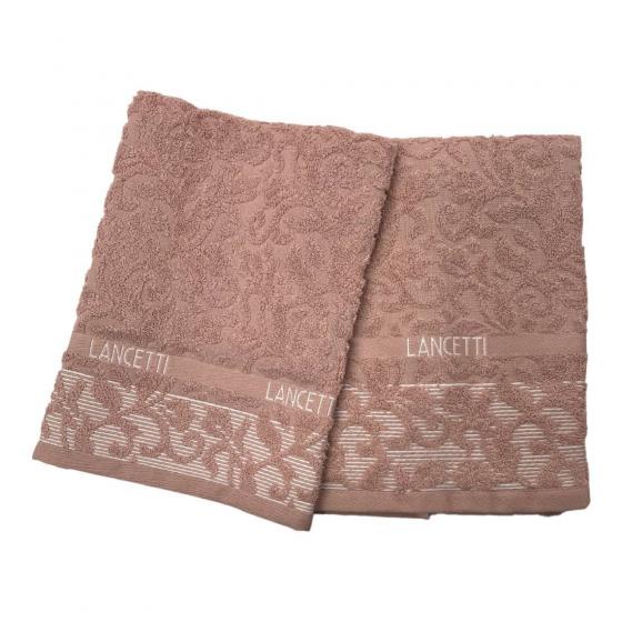 Asciugamano Con Ospite Lancetti  In Spugna Laquard Puro Cotone JFA24493