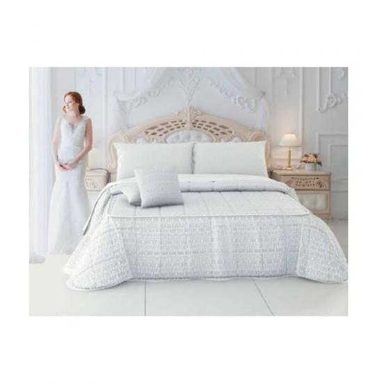 Trapuntino Matrimoniale Copriletto Primavarile Coconuda Queen Con 2 Cuscini Panna