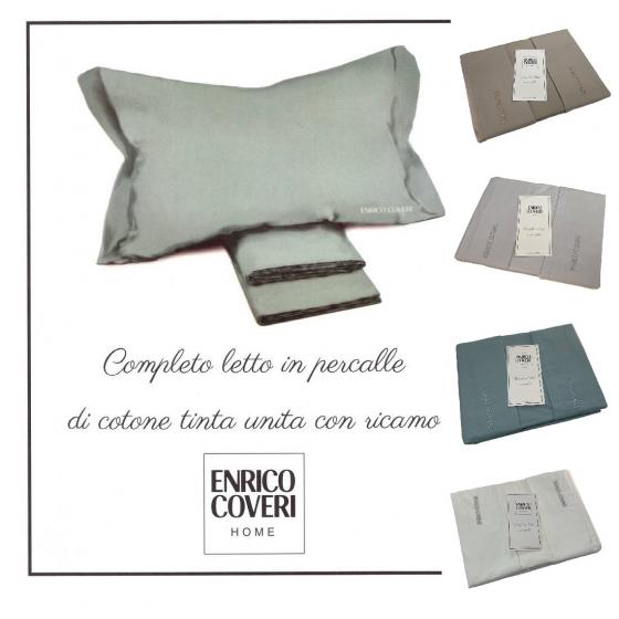 Lenzuola Matrimoniale Enrico Coveri Cotone Percalle Tinta Unita Super Quality