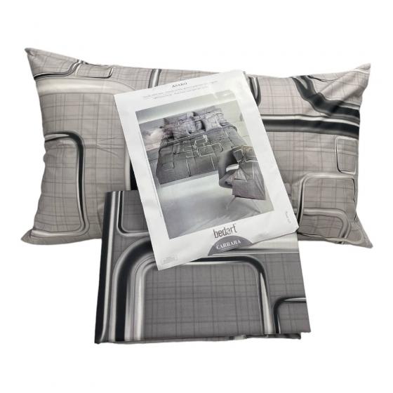 Copripiumino Parure Carrara Matrimoniale Asako Grey Percalle Puro Cotone