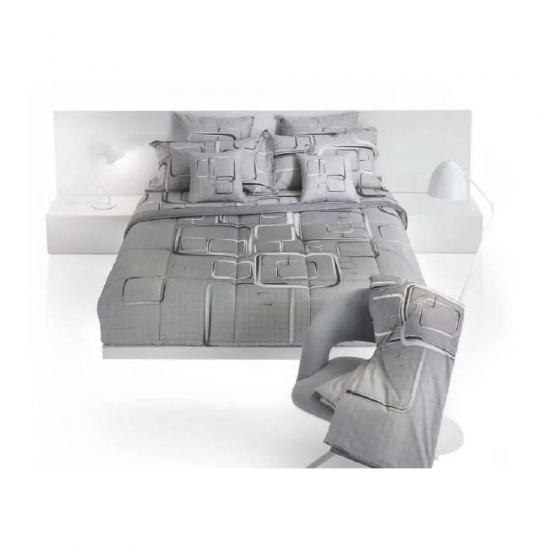 Copripiumino Parure Carrara Matrimoniale Asako Grey Percalle Puro Cotone