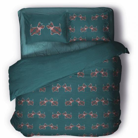 Parure Copripiumino Matrimoniale Puro Cotone Novia Disegno kris Teal