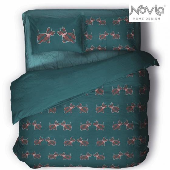 Parure Copripiumino Matrimoniale Puro Cotone Novia Disegno kris Teal