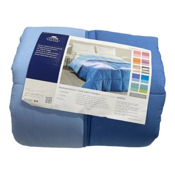 Trapunta Caleffi Singola Pagoda Azzurro Microfibra Stropicciata Piumone