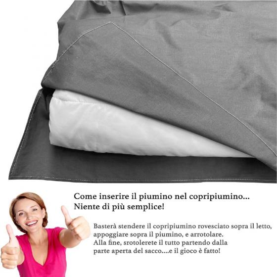 Copripiumino Puro Cotone Made In Italia Sacco 2 Federe Matrimoniale Vari Colori