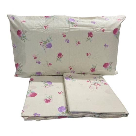 Lenzuola Caleffi Matrimoniale Flora Bordeaux Puro Cotone Completo