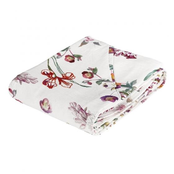 Copriletto Fazzini Matrimoniale Ricamo Malva In Puro Cotone Made in Italy