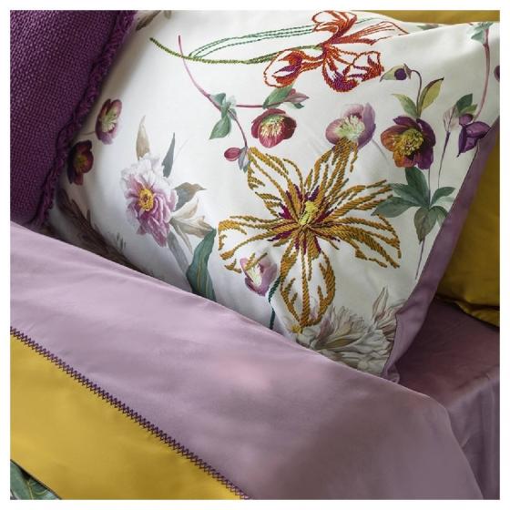 Lenzuola Fazzini Ricamo Malva Matrimoniale Percalle Puro Cotone Made Italy