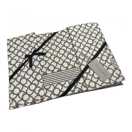 Lenzuola Trussardi Matrimoniale Raso Di Cotone Contemporary Grigio