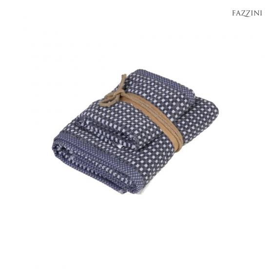Asciugamano Fazzini Con Ospite In Morbida Spugna Square Blu Grigio