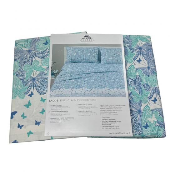 Lenzuola Caleffi Singola Lago Colore Bluette Puro Cotone