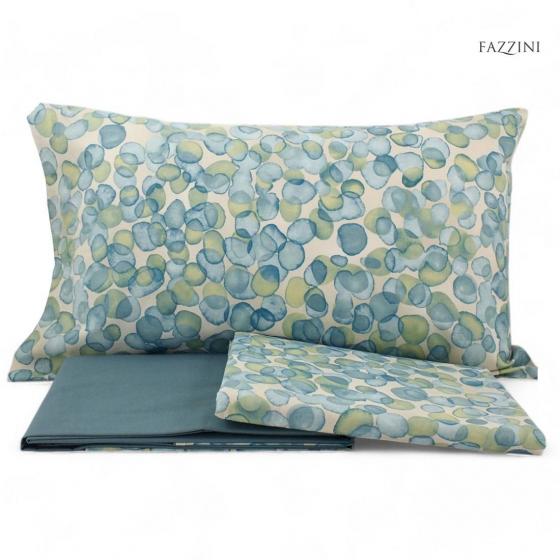 Lenzuola Fazzini Matrimoniale Puro Cotone Made in Italia Bolle Verde