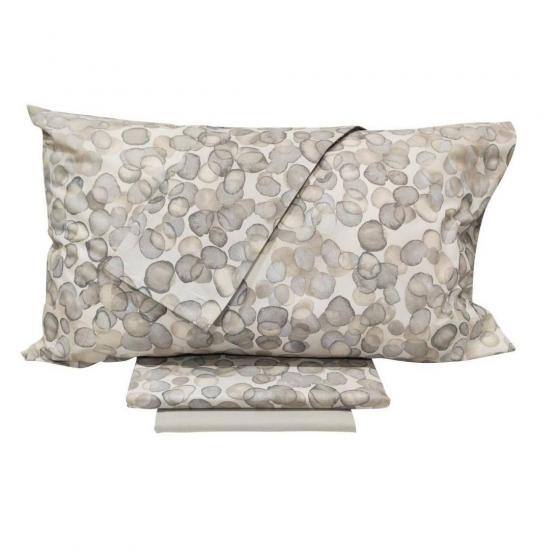 Lenzuola Fazzini Matrimoniale Puro Cotone Made in Italia Bolle Grigio