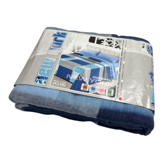 Coperta Singola Misto Lana New York Blu