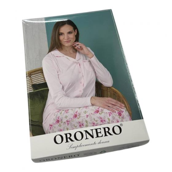Pigiama Donna Oronero Aperto A Giacca In Puro Cotone Primaverile