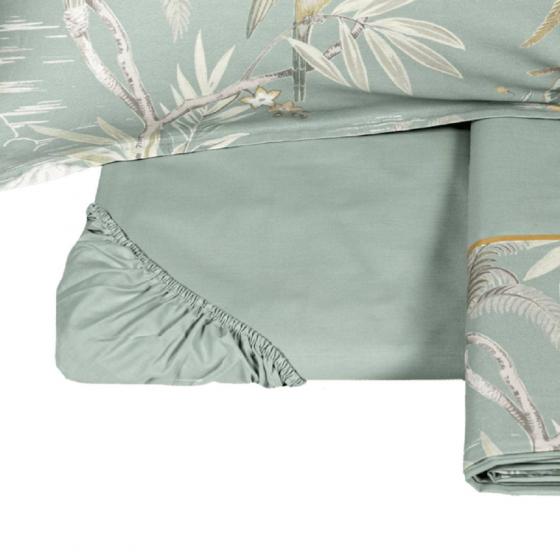 Lenzuola Fazzini Matrimoniale Oriental Verde Made In Italia