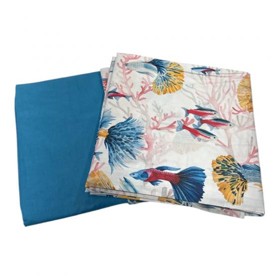 Lenzuola Happidea Lenzuola Singola Reef Blu Made In Italia