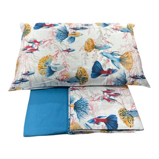 Lenzuola Happidea Lenzuola Singola Reef Blu Made In Italia