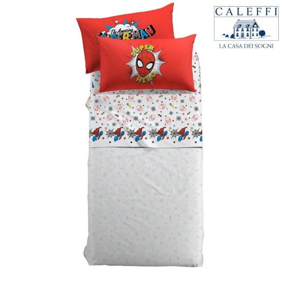 Lenzuola Spiderman Disney Caleffi Singola Spiderman Superhero Puro Cotone