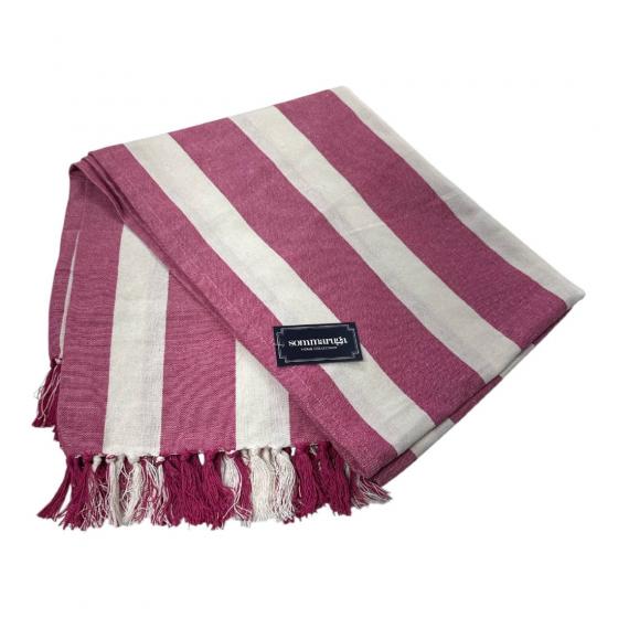 Telo Mare Mare Misura Maxi Cm 120 x 170 Tinto Filo Fouta Frange