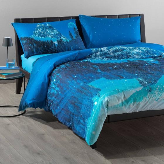 Copripiumino Matrimoniale Caleffi Snow Blue Night Completo