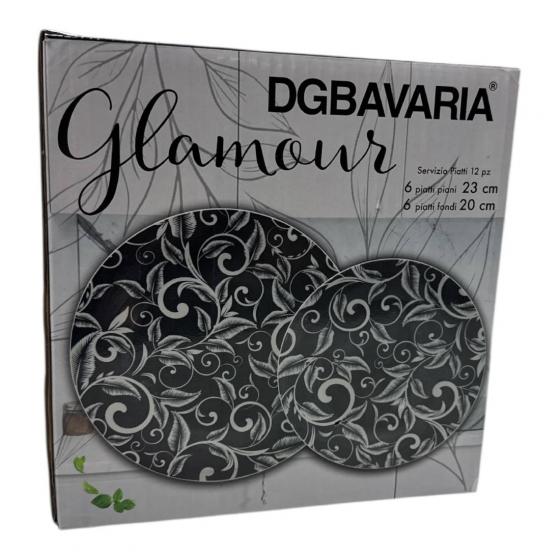 Set Piatti Porcellana 12 Pezzi DGBavaria Glamour Cuori Grigio