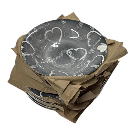 Set Piatti Porcellana 12 Pezzi DGBavaria Glamour Cuori Grigio