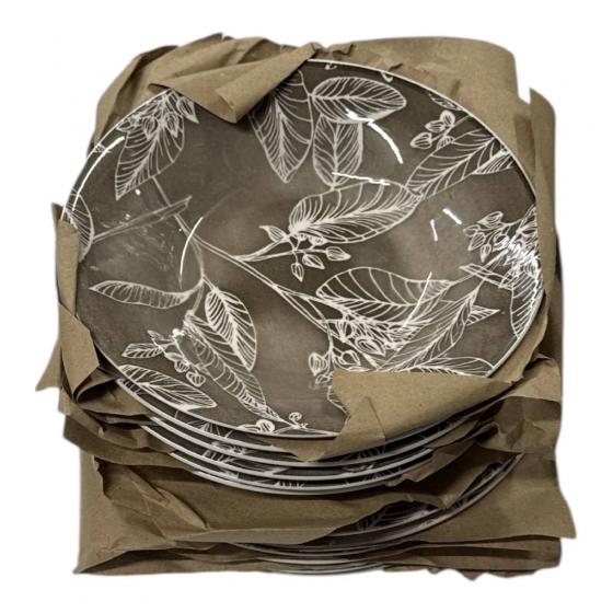 Set Piatti Porcellana 12 Pezzi DGBavaria Glamour Decor Foglie Marrone