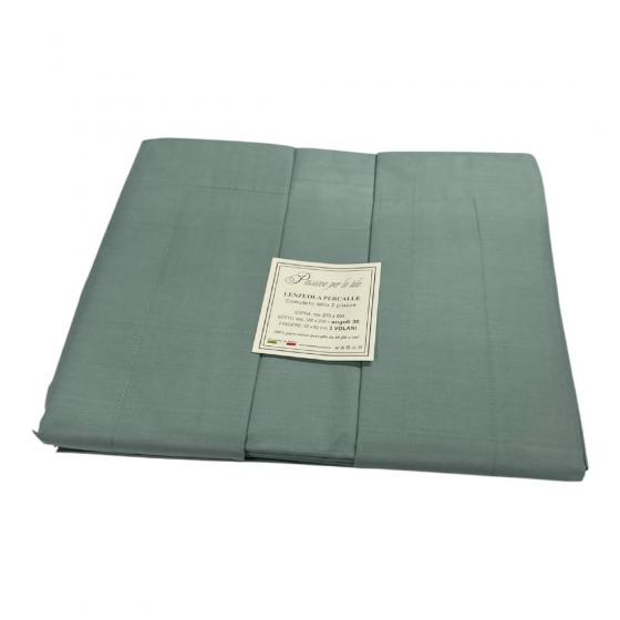Lenzuola Matrimoniale Percalle Tessier Elite Verde Made In Italia Angoli Cm 30